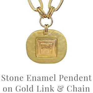STONE ENAMEL STATEMENT MEDALLION W/ GOLD HARDWARE